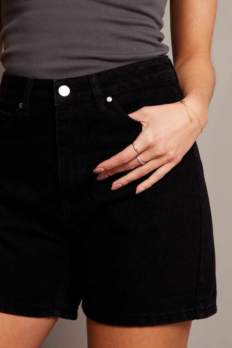 Black Relaxed Denim High Rise Longline - Image 6
