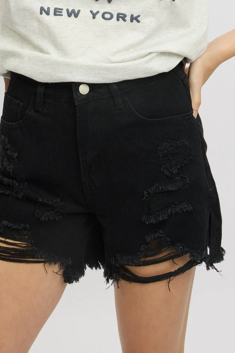 Black Relaxed Shorts High Rise - Image 6