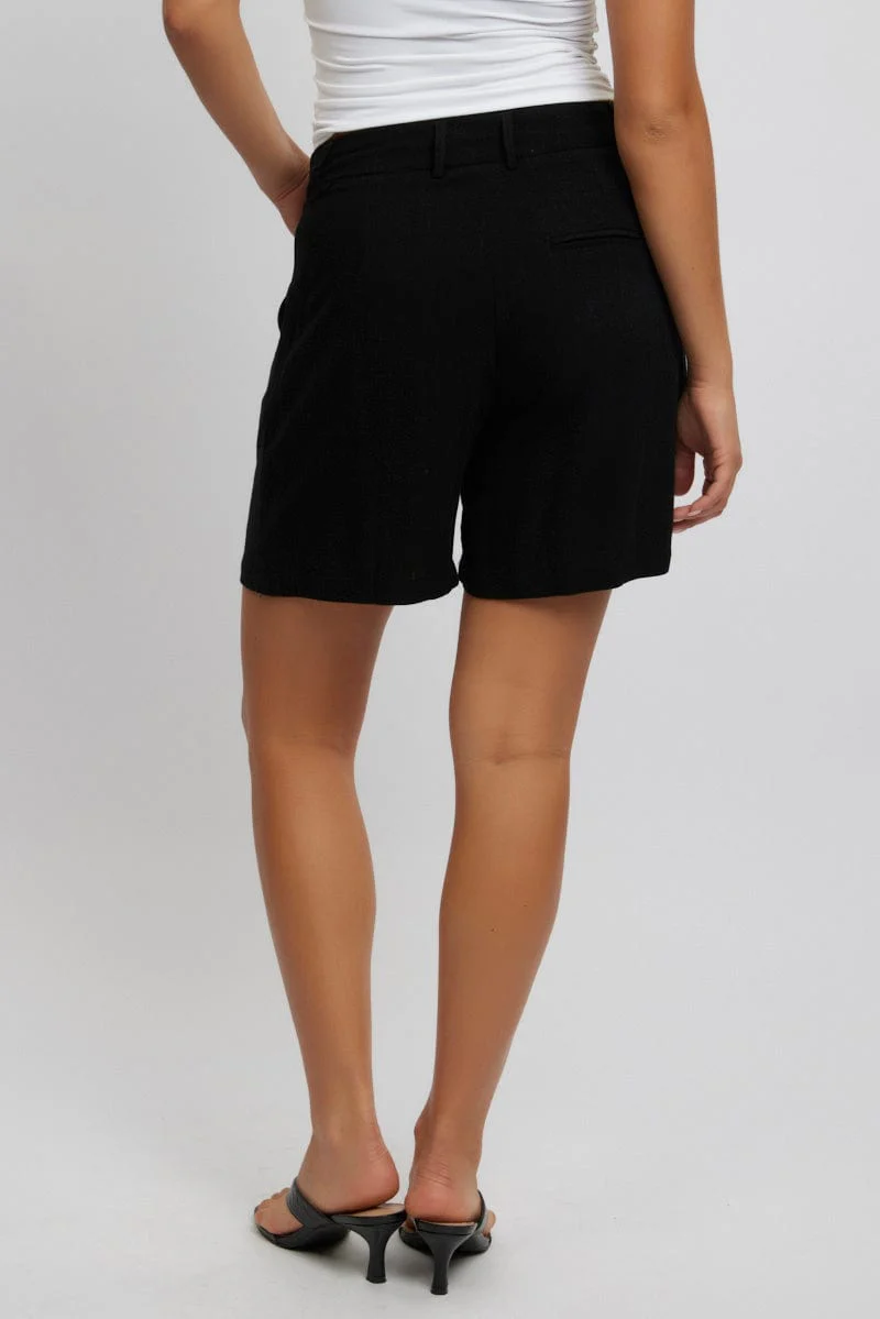 Black Relaxed Shorts Mid Rise - Image 6