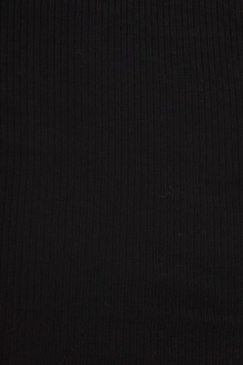 Black Rib Crop Top Long Sleeve - Image 6