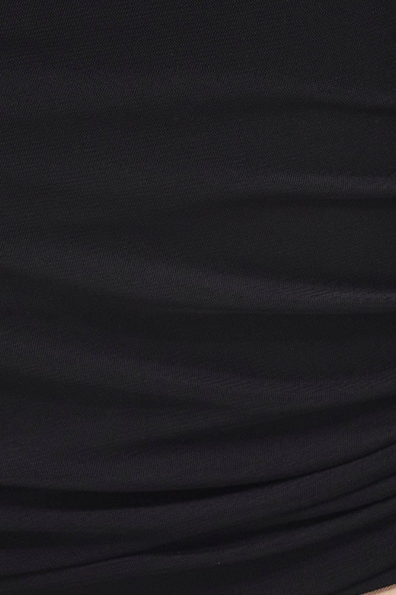 Black Ruched Top Long Sleeve Mesh - Image 6