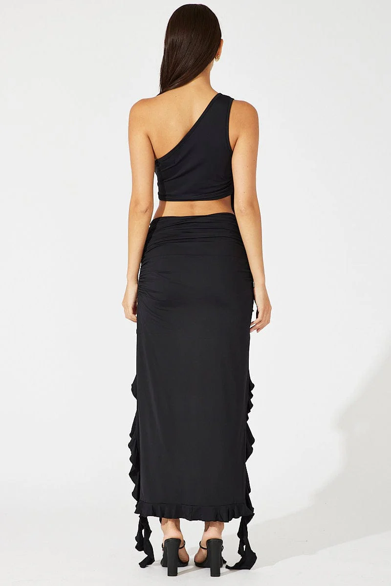 Black Ruffle Maxi Skirt - Image 5