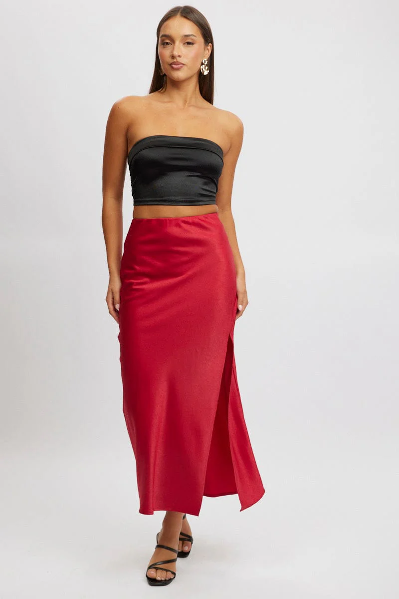 Black Satin Crop Top Strapless - Image 3
