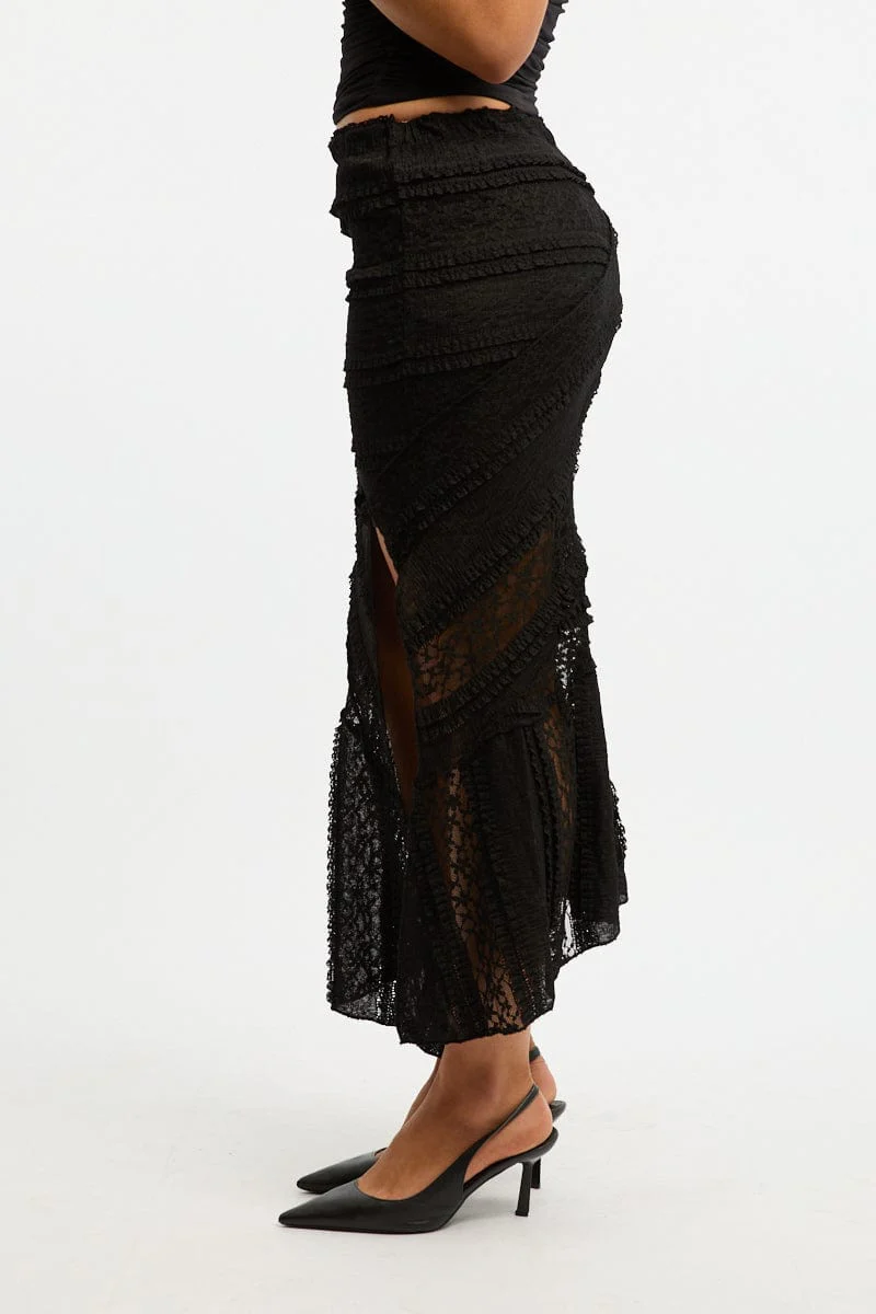 Black Scarf Hem Lace Maxi - Image 3