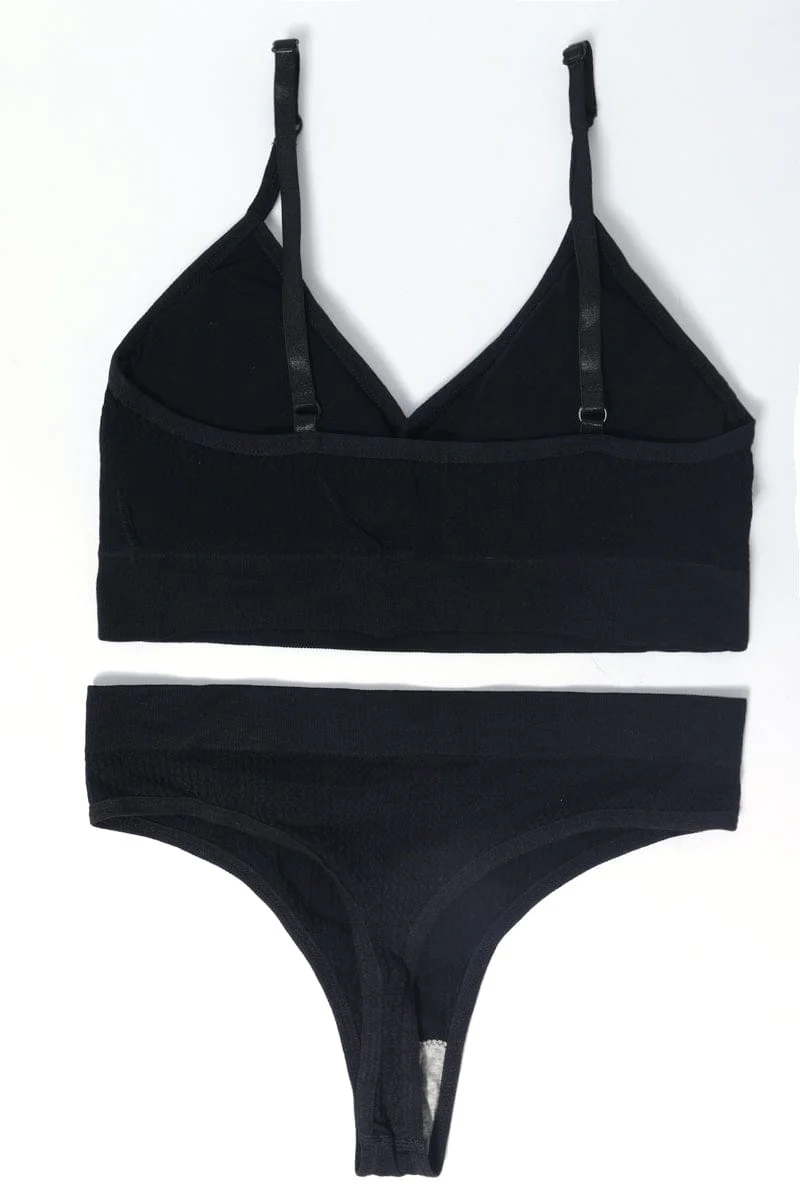 Black Seamless Lingerie Set - Image 2