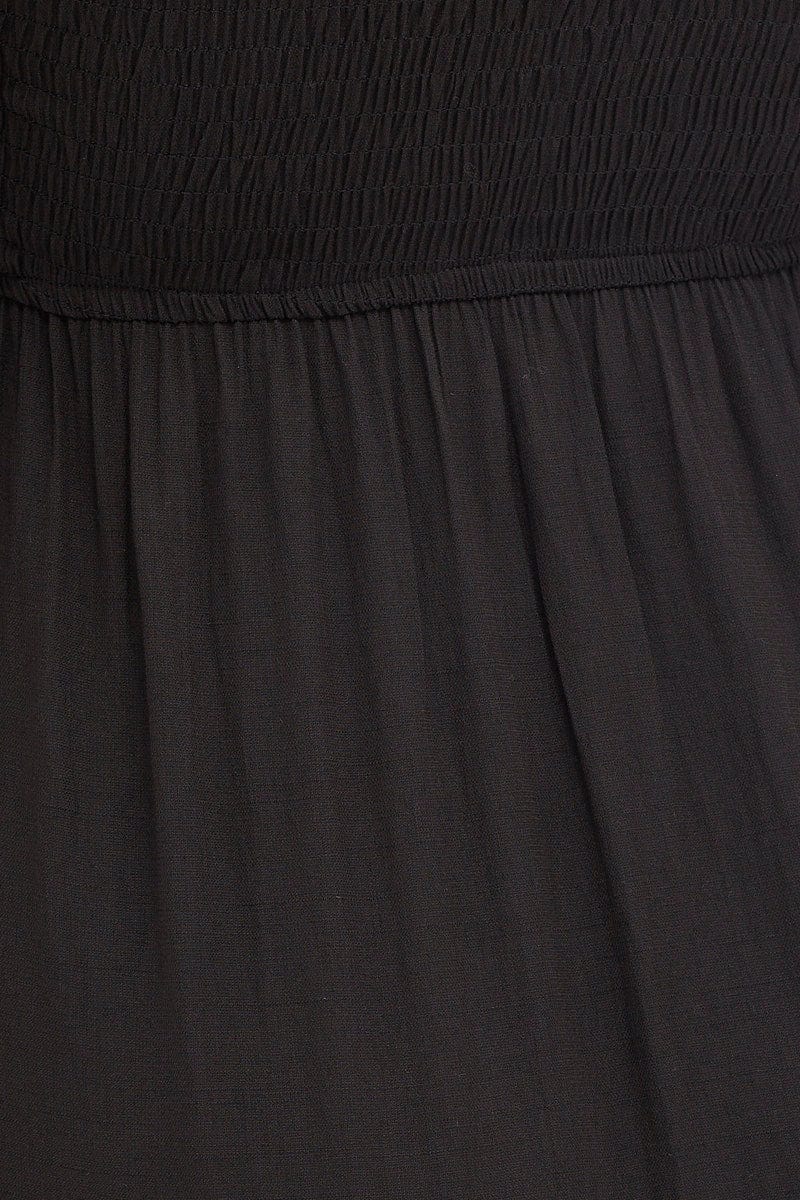 Black Shirred Dress Short Sleeve Maxi - Image 6