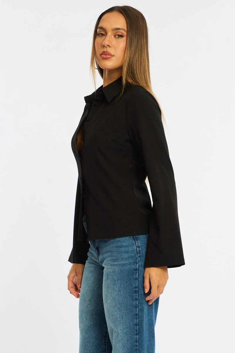 Black Shirt Long Sleeve Collared Button Up - Image 4