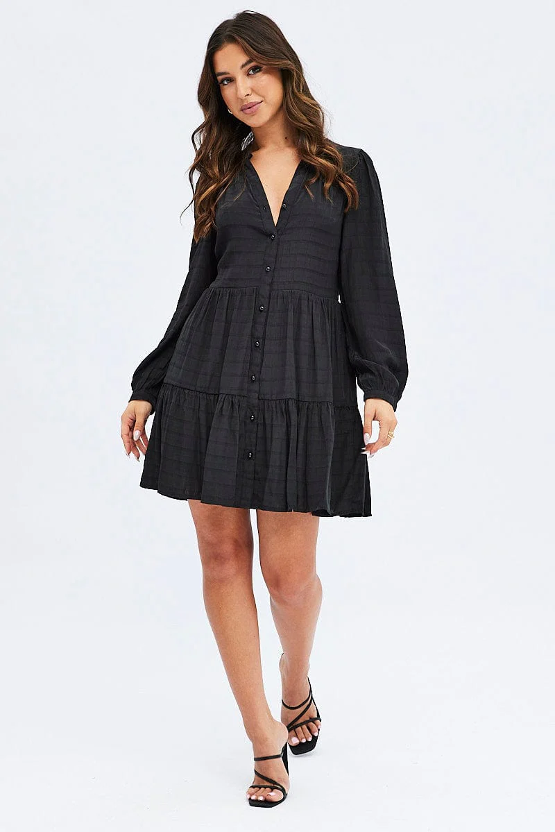 Black Shirts Dress Long Sleeve - Image 2