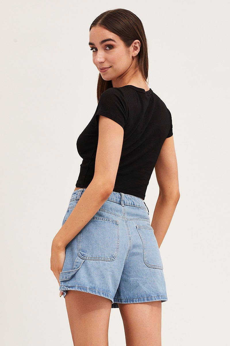 Black Short Sleeve Button Down Cardigan - Image 5