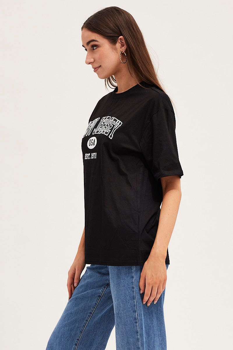 Black Short Sleeve Embroidered Graphic Tee - Image 4