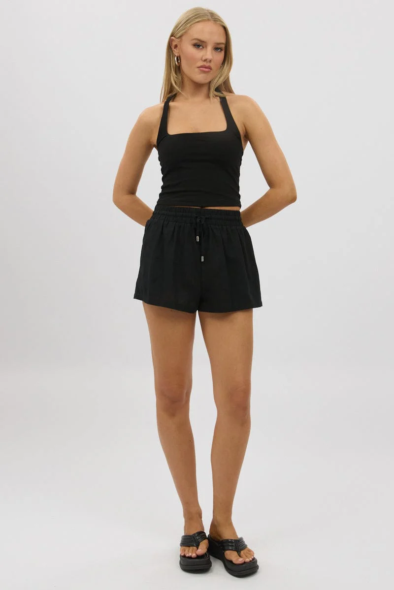 Black Shorts Elasticated Waist