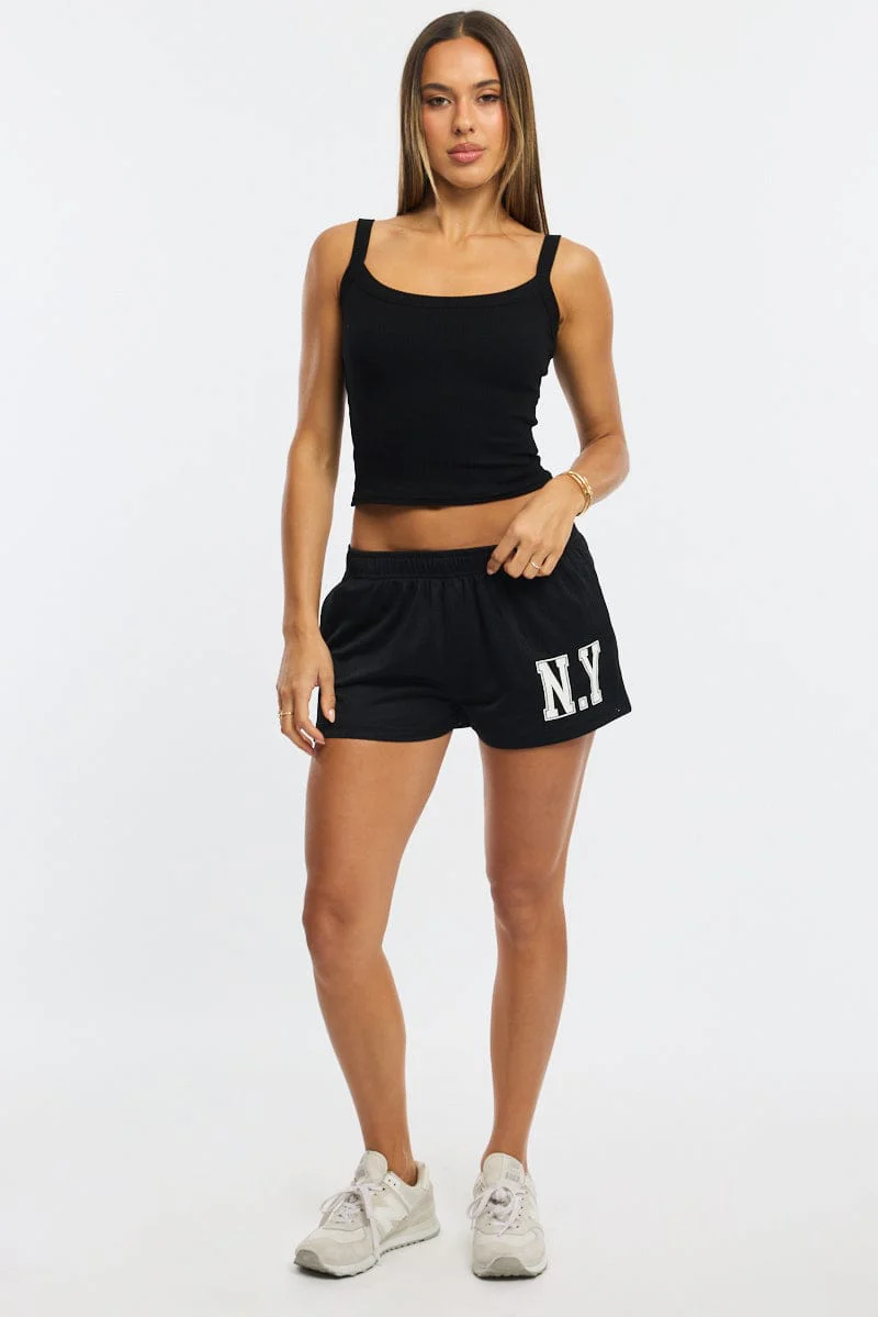 Black Singlet Scoop Neck Rib - Image 3