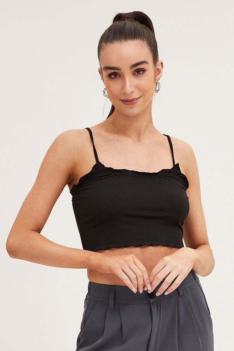 Black Singlet Top Seamless - Image 3