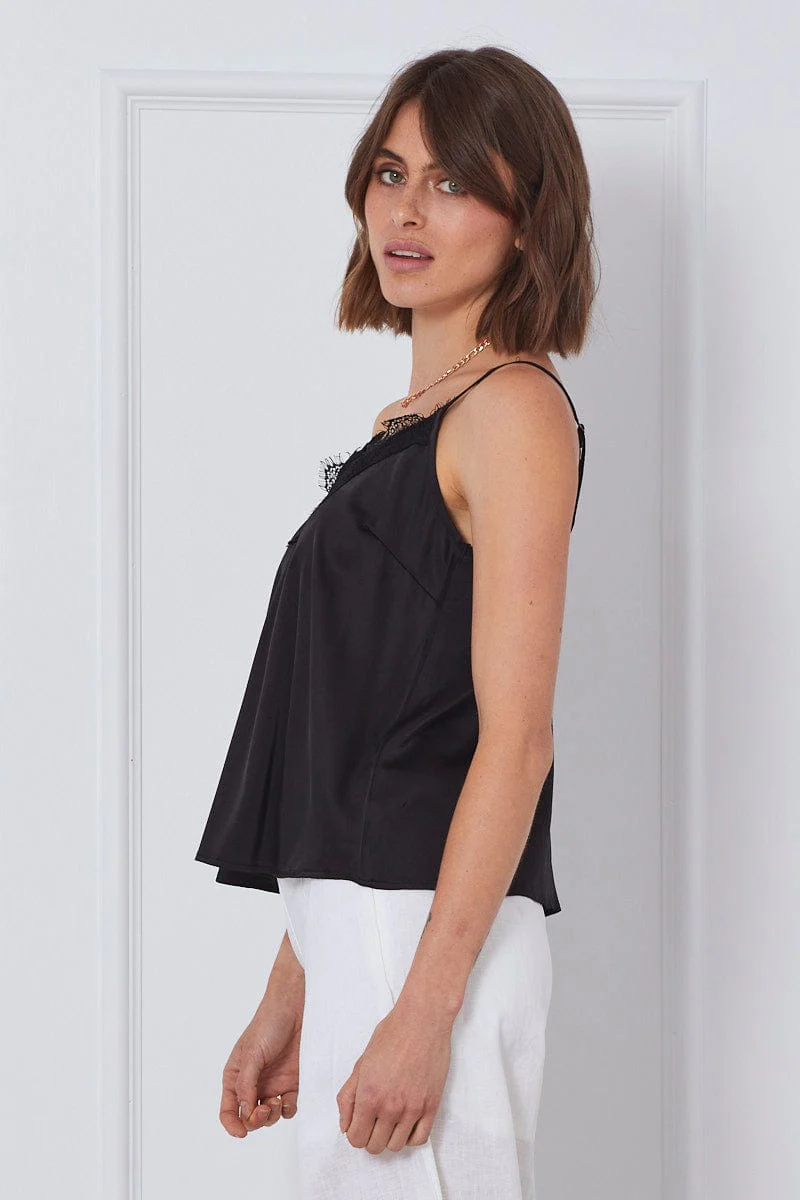 Black Singlet Top Sleeveless V-Neck - Image 4