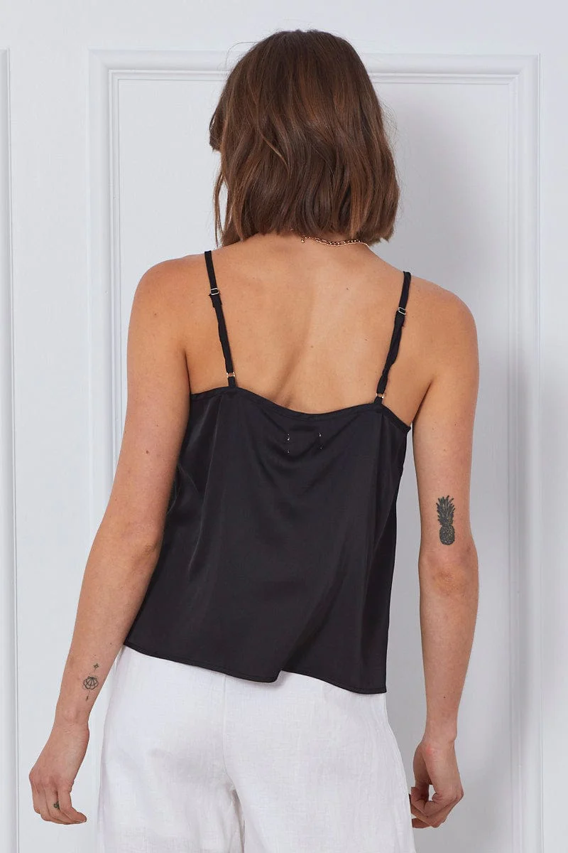 Black Singlet Top Sleeveless V-Neck - Image 5
