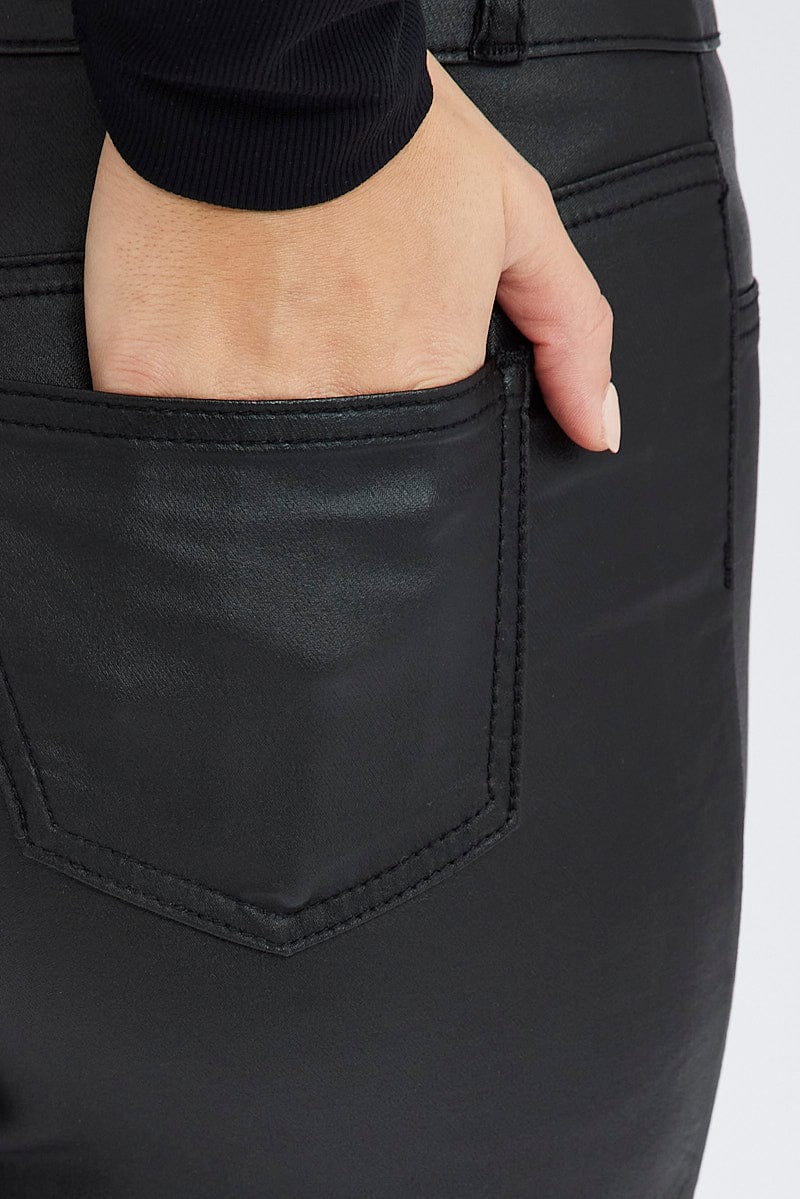 Black Skinny Jean High Rise Wet Look - Image 6