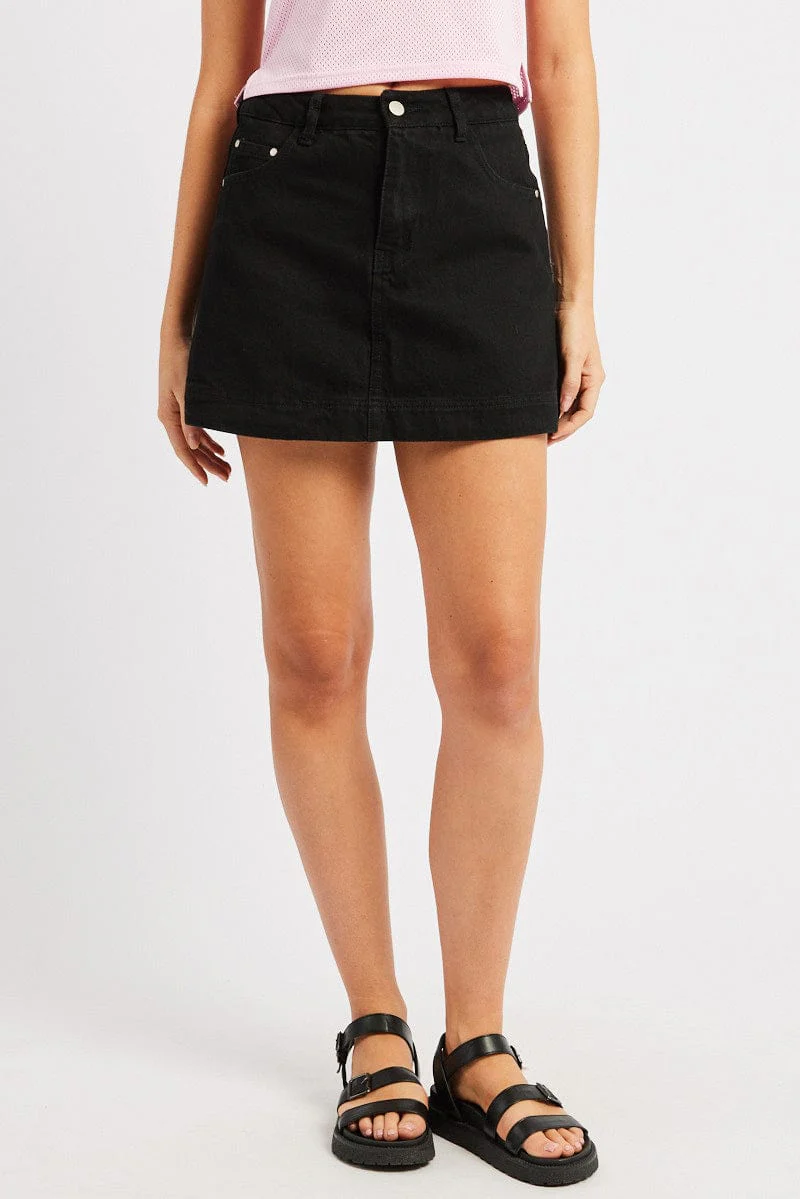Black Skort Skirt High Rise - Image 3