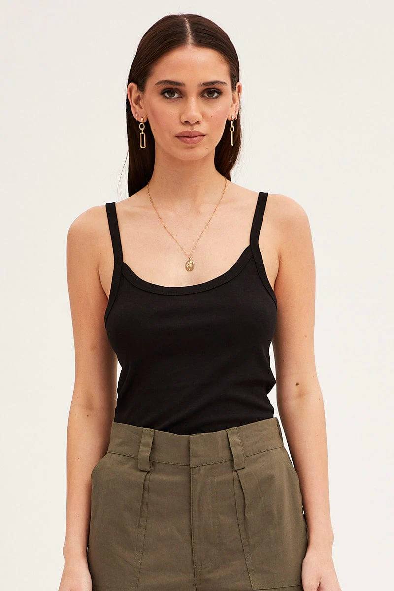 Black Sleeveless Top Scoop Neck - Image 3