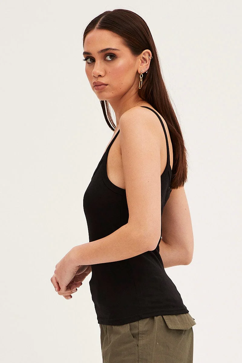 Black Sleeveless Top Scoop Neck - Image 4