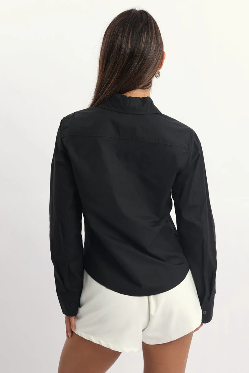 Black Smart Fit Shirt Long Sleeves Collared - Image 4