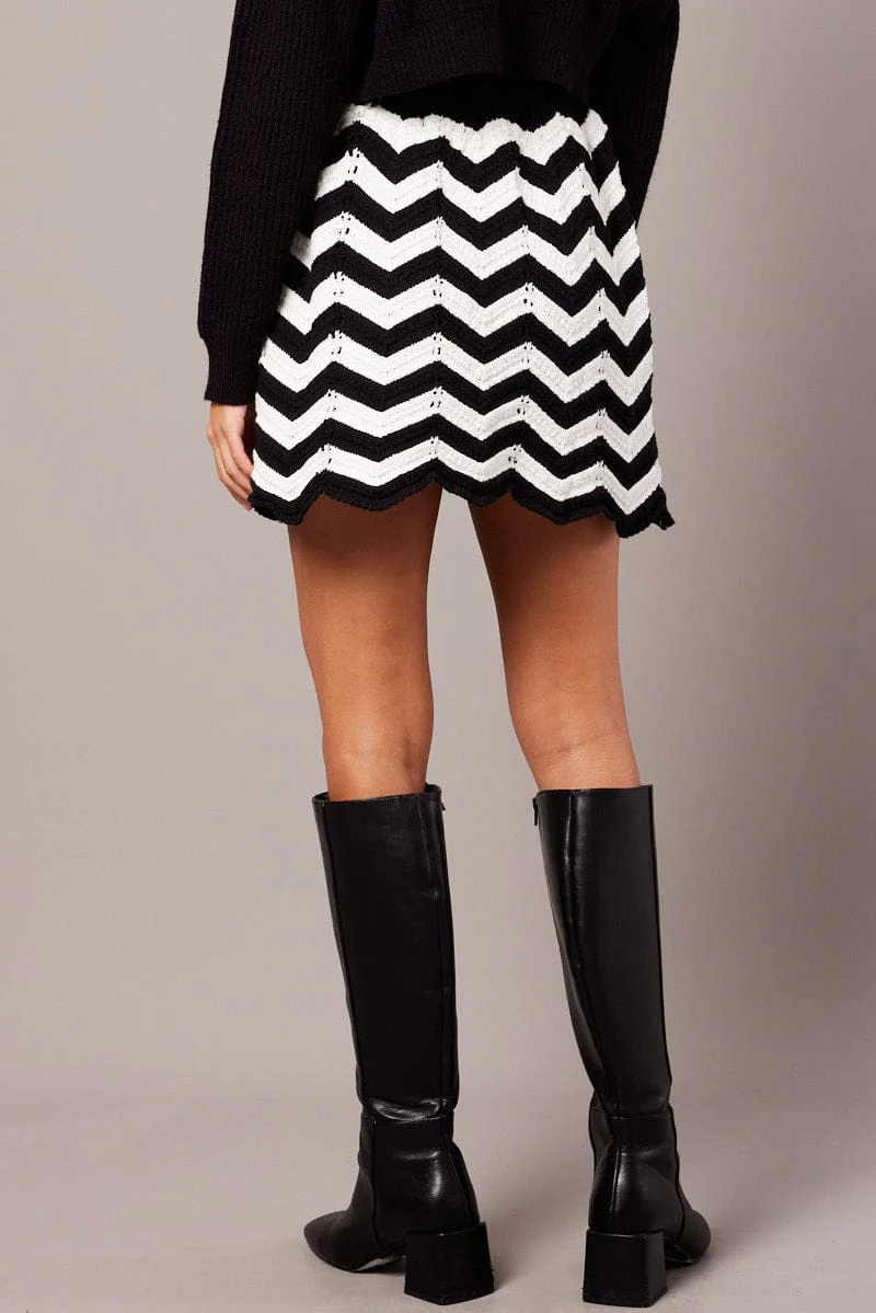 Black Stripe Knit Skirt Mini - Image 5