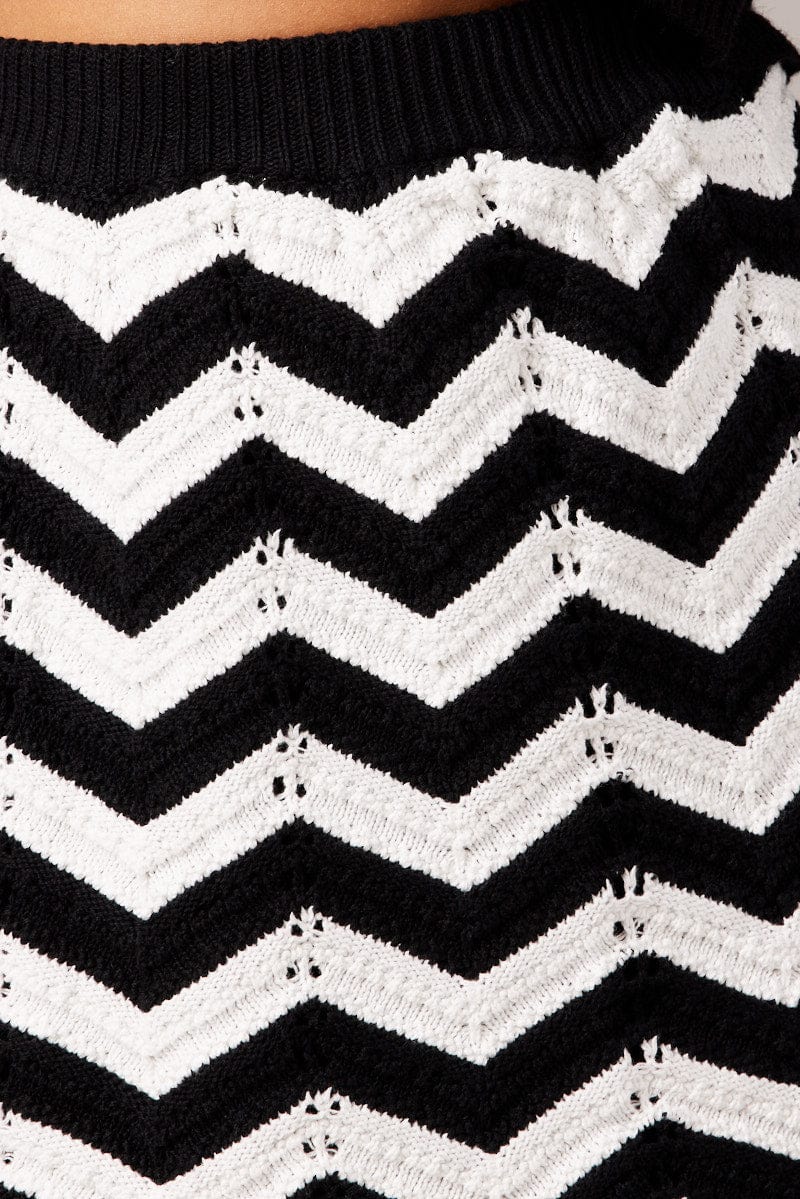 Black Stripe Knit Skirt Mini - Image 6