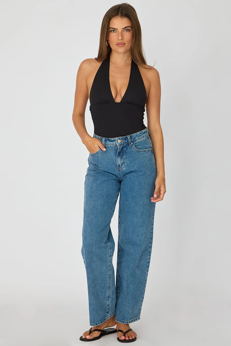 Black Supersoft Bodysuit Sleeveless Vneck - Image 2