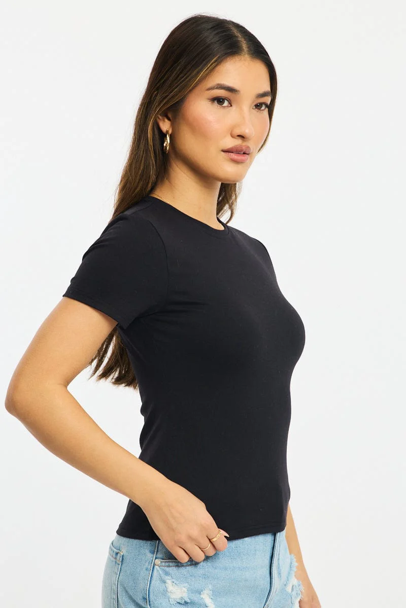 Black Supersoft Crew Neck Short Sleeve - Image 3