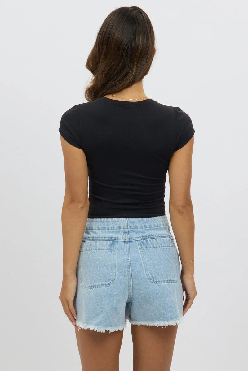 Black T-Shirt Cap Sleeve Supersoft - Image 5