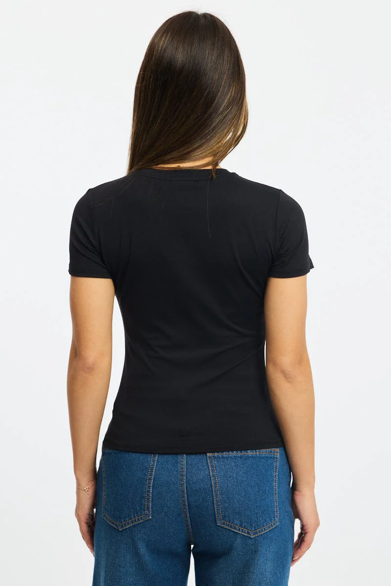 Black T-shirt Short Sleeve Crew Neck - Image 4