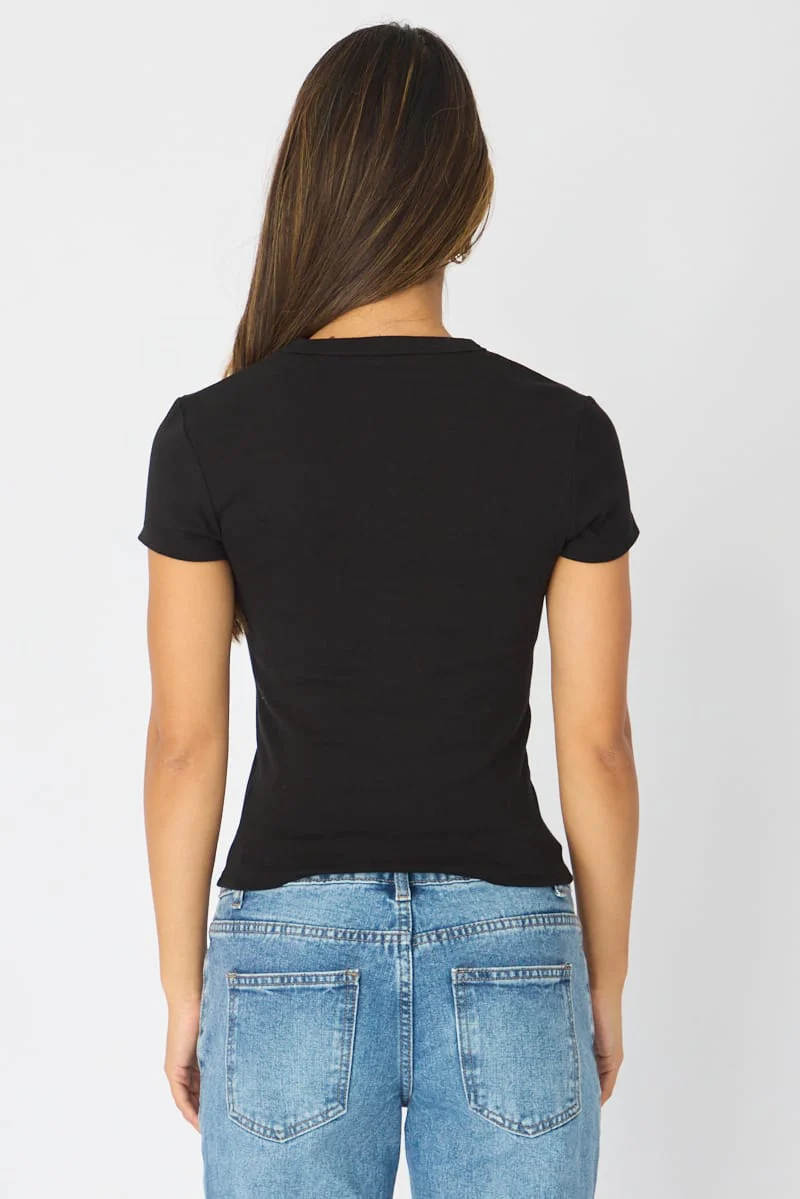 Black T-shirt Short Sleeve Crew Neck - Image 5