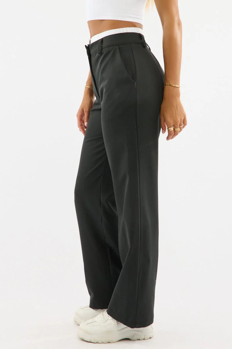 Black Tailored Pants Boxer Wide Leg - Image 3