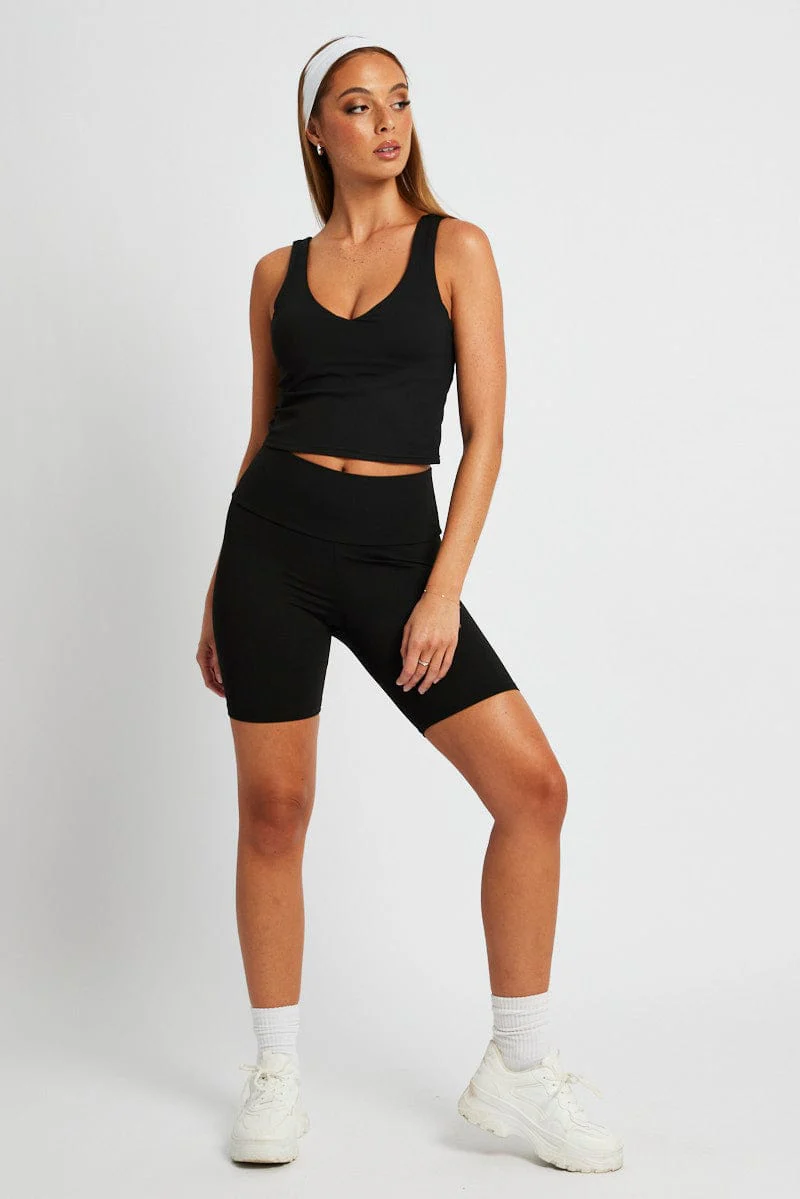 Black Tank Top Sleeveless V Neck - Image 2