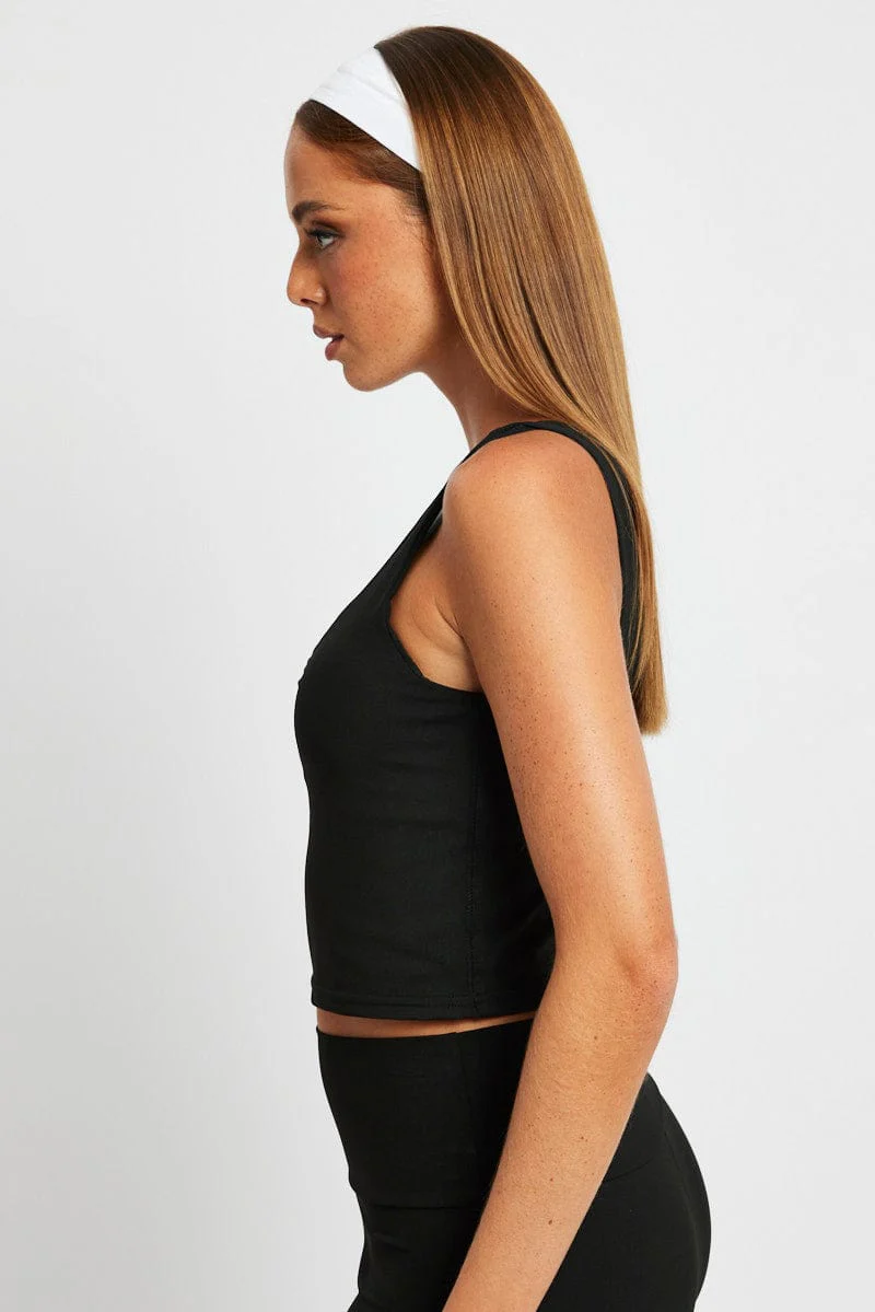 Black Tank Top Sleeveless V Neck - Image 4