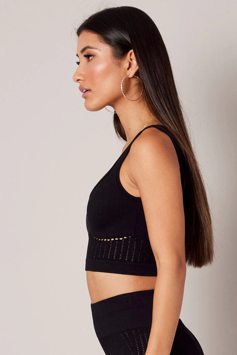 Black Tank Top V Neck Seamless - Image 4
