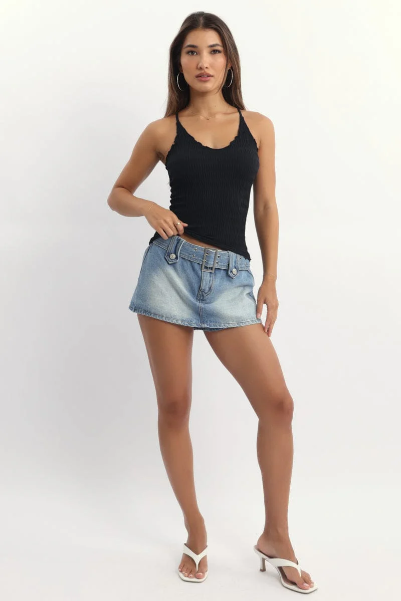 Black Textured Cami Top Seamless - Image 2