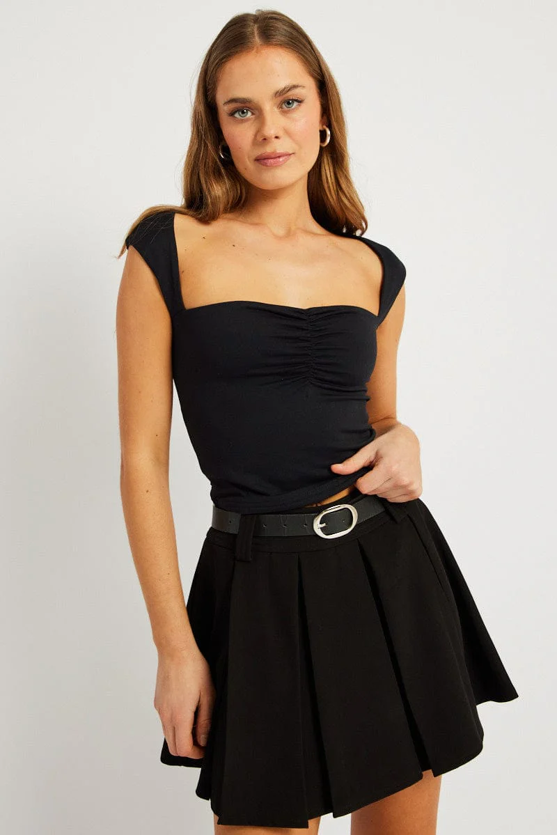 Black Top Sleeveless Sweetheart Neck Supersoft - Image 2