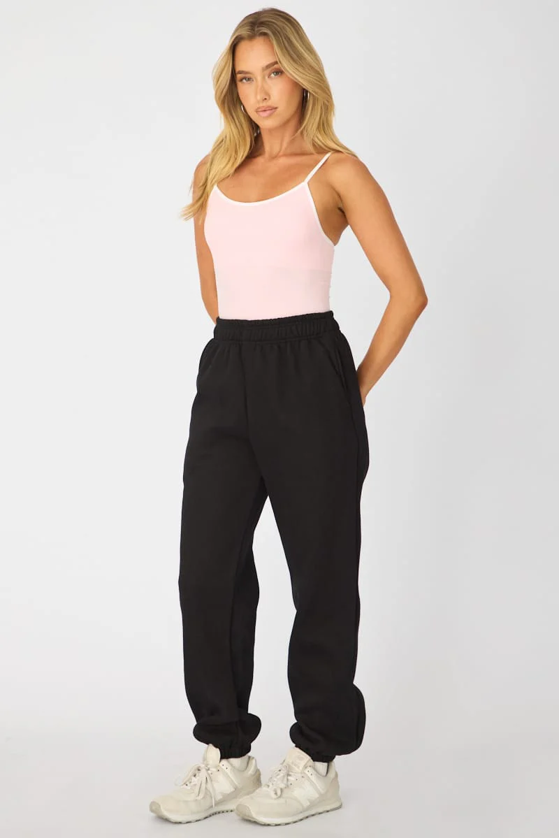 Black Track Pants Elasticated Waist - Image 4