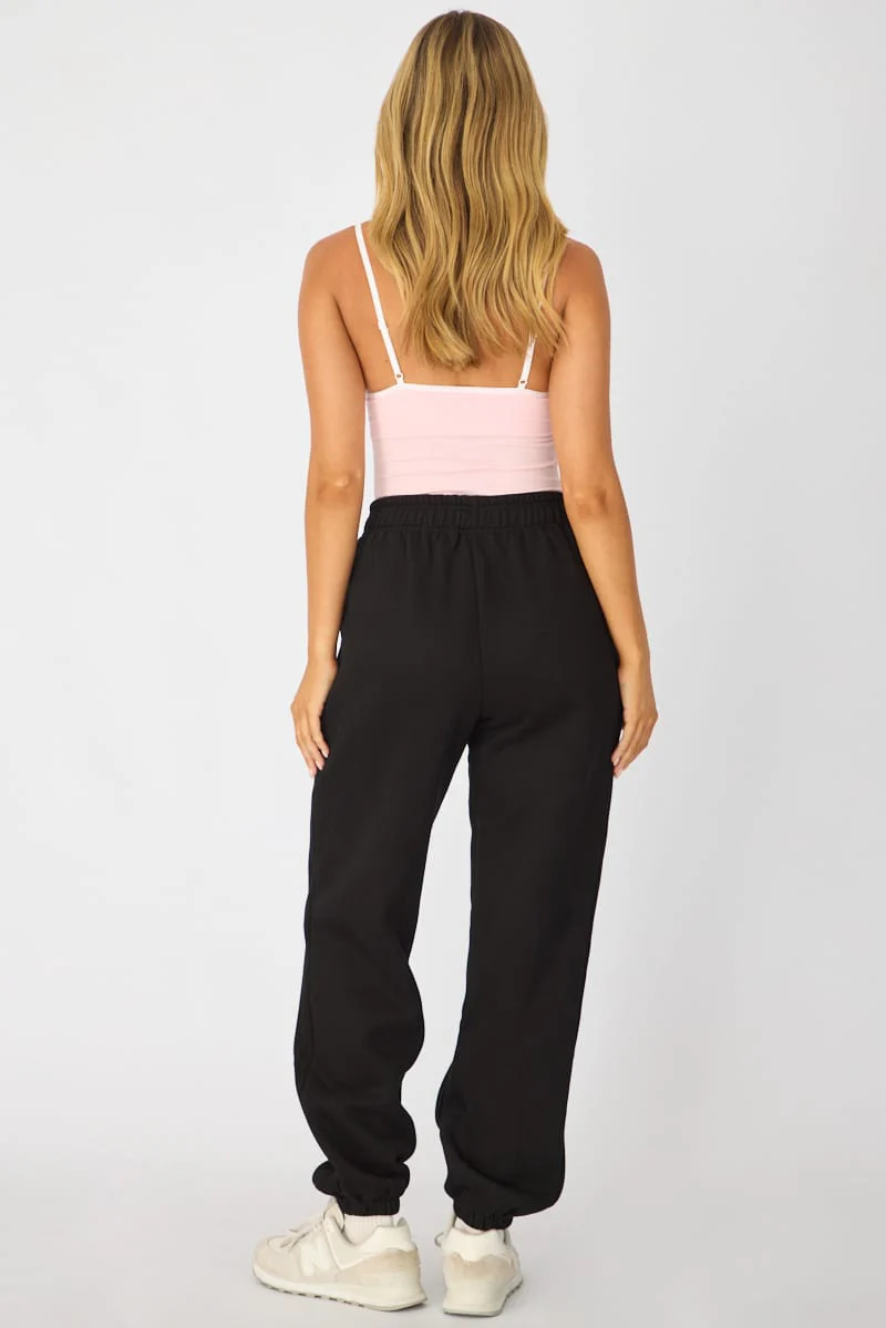 Black Track Pants Elasticated Waist - Image 5