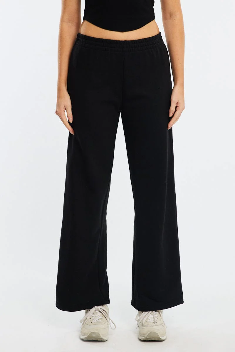 Black Track Pants Wide Leg - Image 2