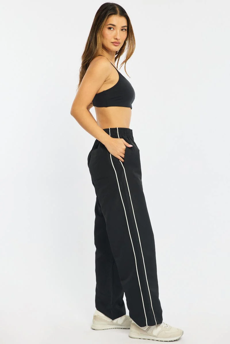 Black Track Pants Wide Leg - Image 4