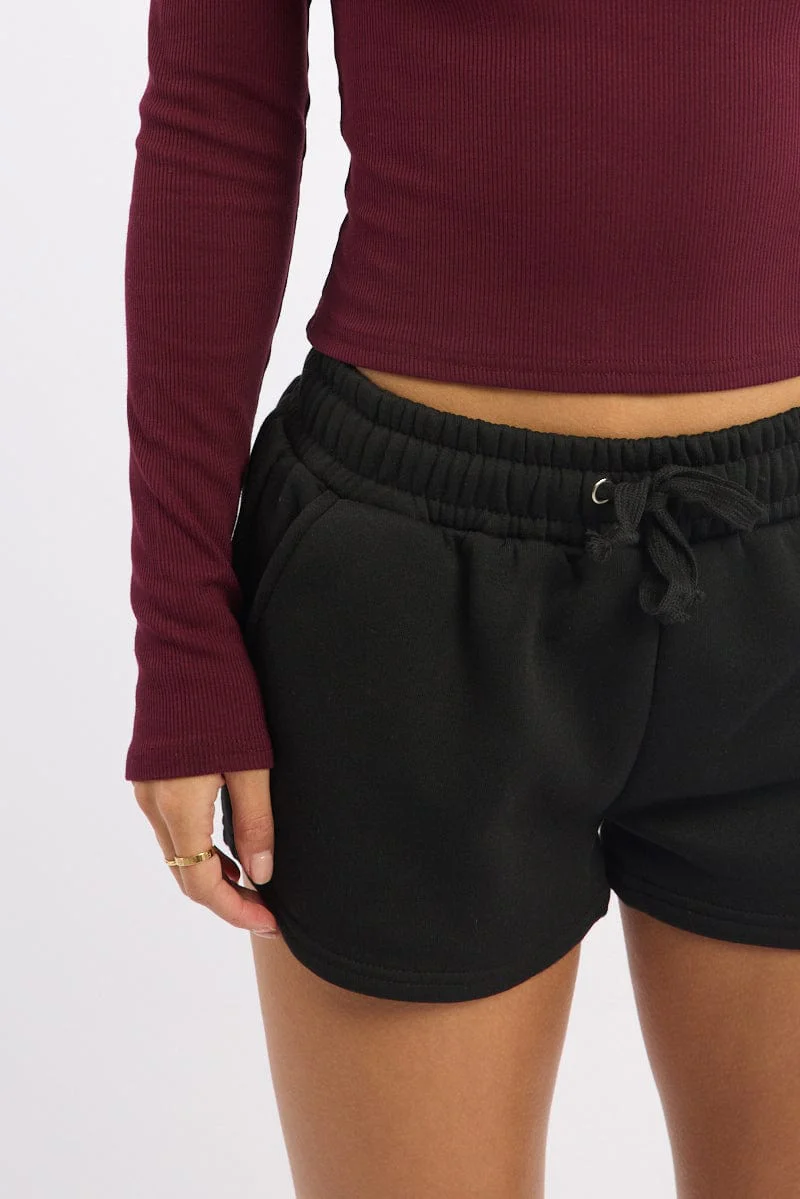 Black Track Shorts Elasticated Waist - Image 5