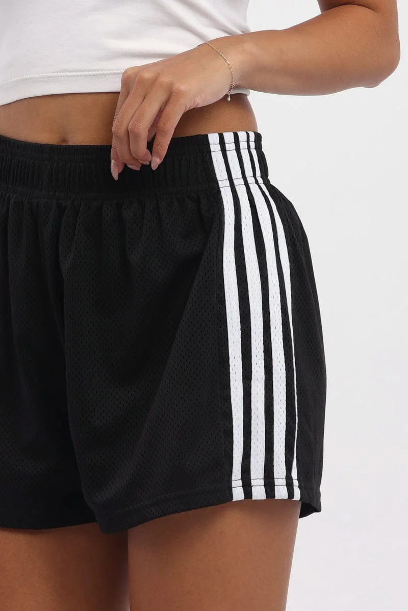 Black Track Shorts Side Stripe - Image 6