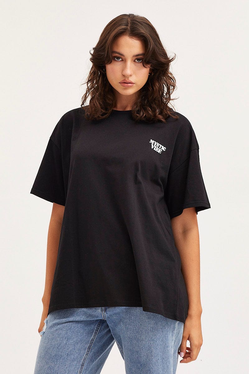 Black Unisex T-Shirt Short Sleeve Oversized Crew Neck - Image 3