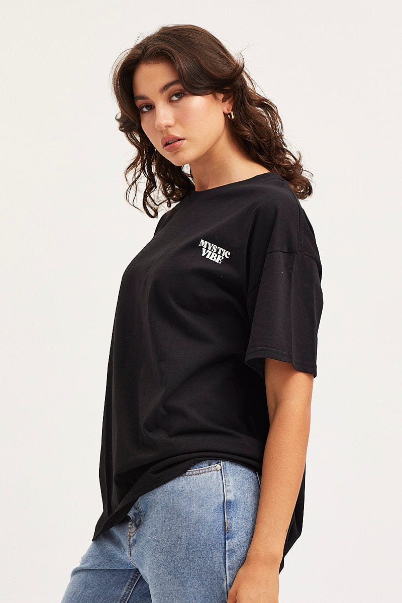 Black Unisex T-Shirt Short Sleeve Oversized Crew Neck - Image 4