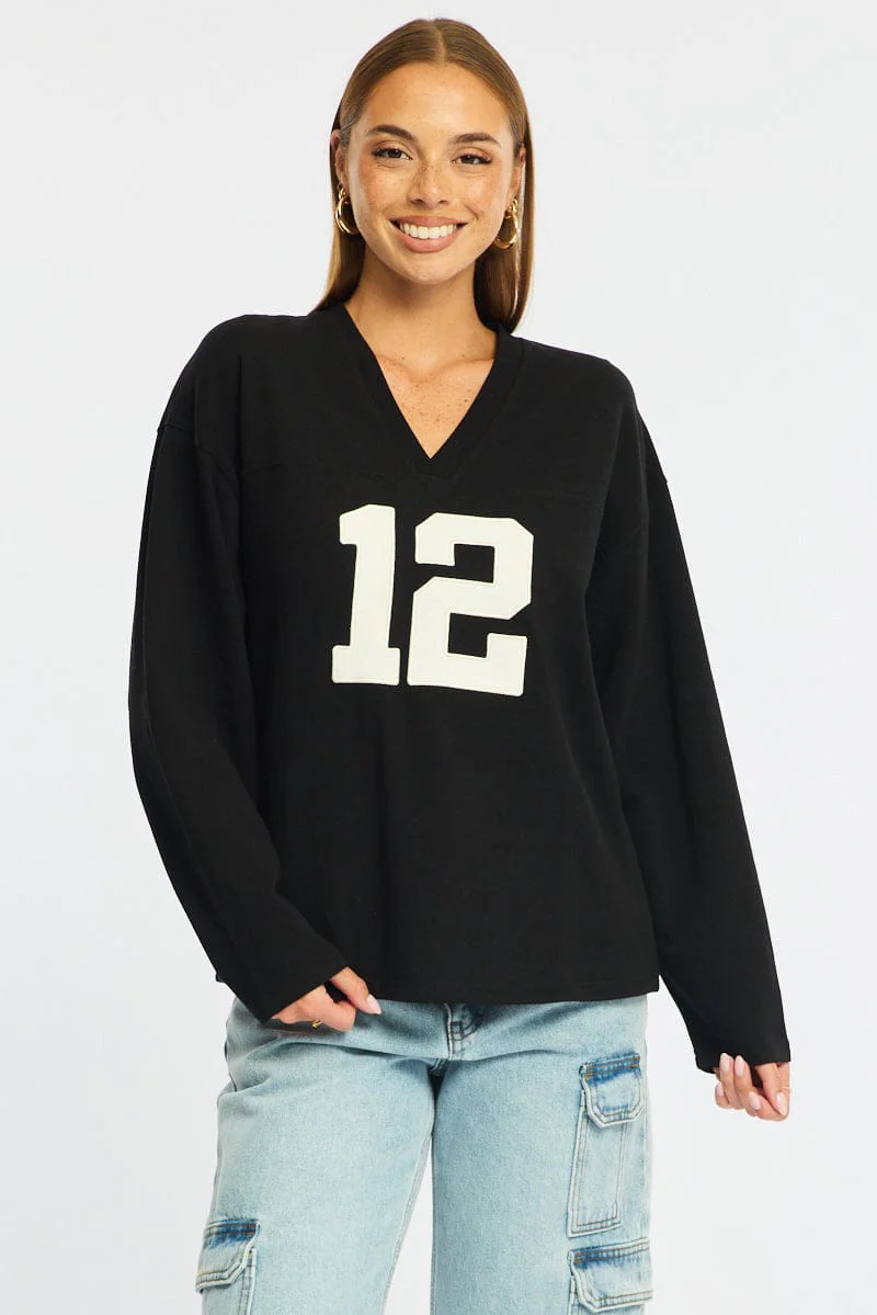 Black V-neck Sweater Long Sleeve - Image 3