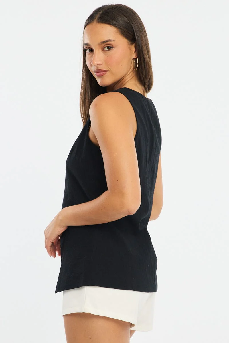 Black Vest Button Down Sleeveless - Image 3