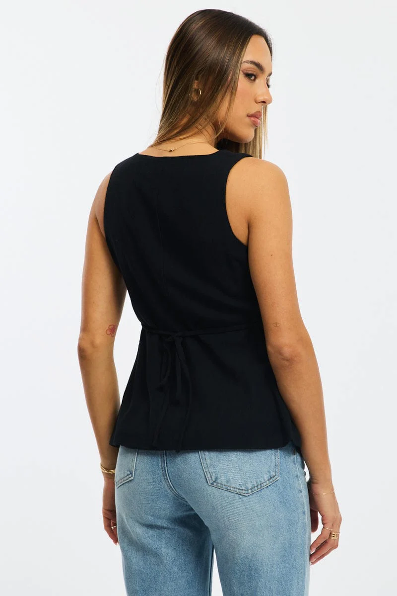 Black Vest Square Neck Button Down - Image 4