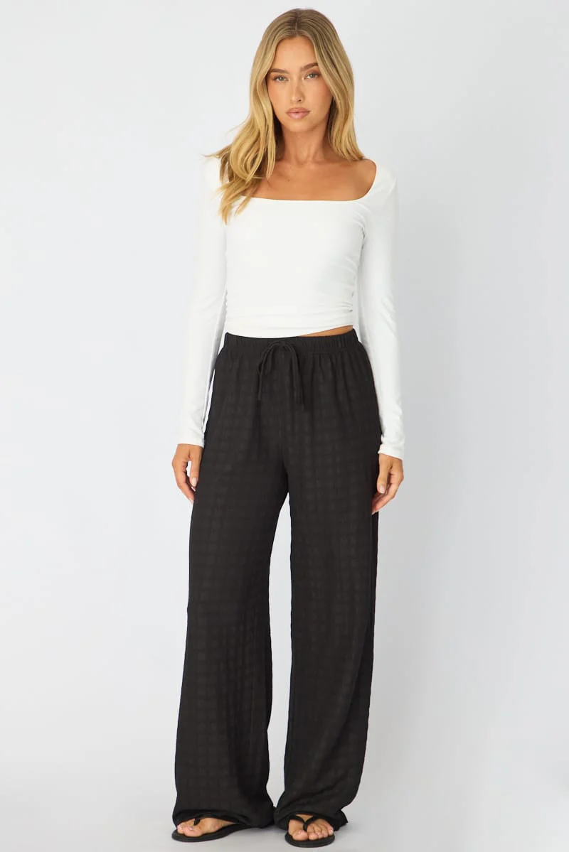 Black Wide Leg Pant Elasticated Waist - Image 3