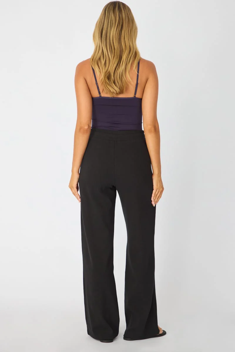 Black Wide Leg Pants Elasticated Waist - Image 5
